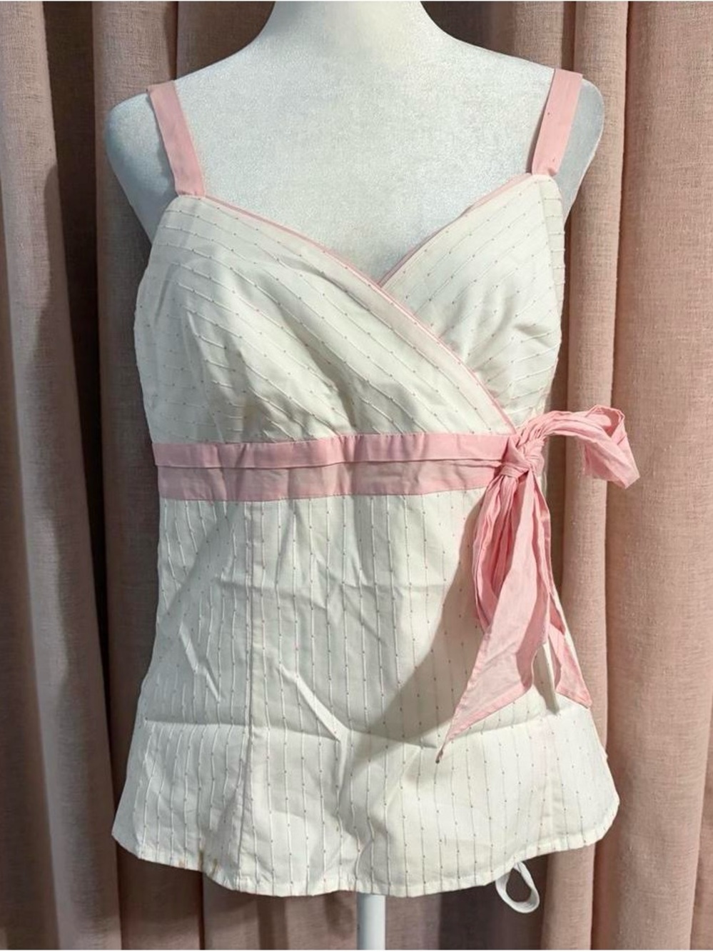 Pink and white striped babydoll top